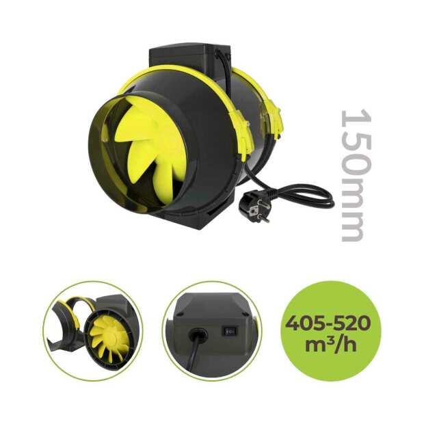 Lüfter Ø150mm | 520 m³/h | 2-stufig | PROFAN TT | Garden Highpro