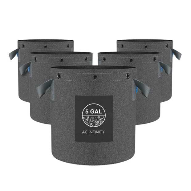 AC Infinity Hochbelastbare wiederverwendbare Stofftöpfe | 19 Liter | 5er-Pack