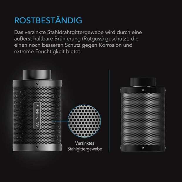 AC Infinity Nachfüllbares Aktivkohlefilter-Set | mit Aktivkohle-Nachfüllpackung | 100 mm