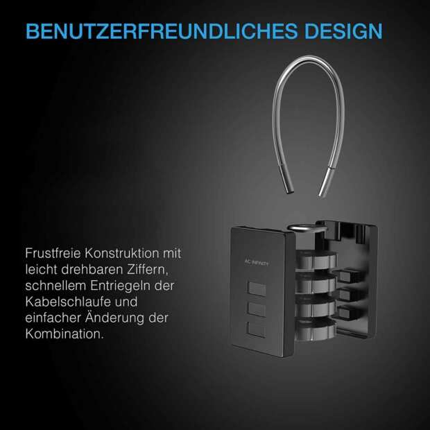 AC Infinity Kombinationsschloss | flexible Stahlkabelschlaufe | 2er-Pack