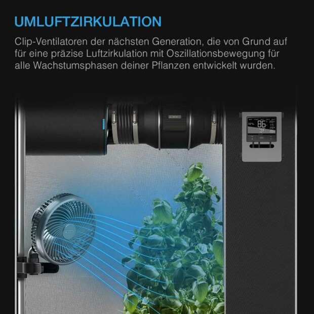 AC Infinity CLOUDRAY S6 | Grow-Zelt-Clip-Ventilator 150 mm | EC-Motor | automatische Oszillation