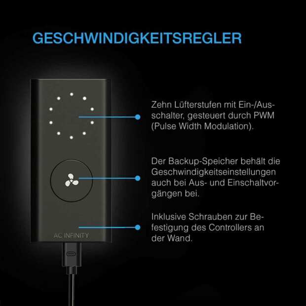 AC Infinity CLOUDLINE S4 | leises Inline-Lüftersystem mit Drehzahlregler | Ø 100 mm | 350 m³/h