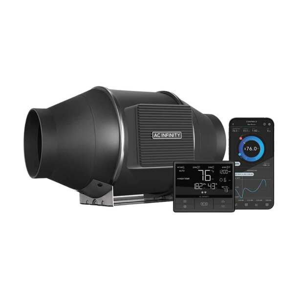 AC Infinity CLOUDLINE T4 | leises Inline-Lüftersystem mit Temperatur- und Feuchtigkeitssteuerung | Ø 100 mm | 348 m³/h
