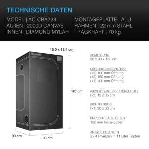 AC Infinity CLOUDLAB 733 | Advance Grow Zelt 90x90x180 cm