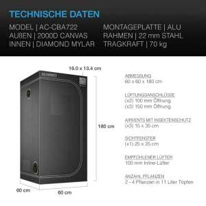 AC Infinity CLOUDLAB 722 | Advance Grow Zelt 60x60x180 cm