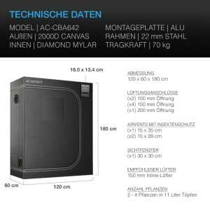 AC Infinity CLOUDLAB 642 | Advance Grow Zelt 120x60x180 cm