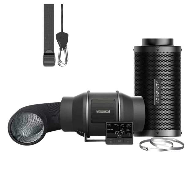 AC Infinity Luftfilter-Set PRO Ø 150 mm | Inline-Ventilator mit Smart Controller und Aktivkohlefilter | 683 m³/h