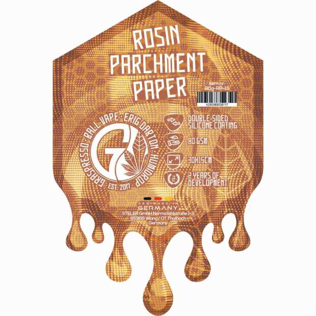 Graveda Rosin Press Pergamentpapier | Doppelseitig mit Silikon | 30x15cm | Grammatur 80 gsm | 20 Stück