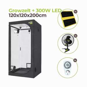 Growzelt 120x120x200cm mit 300 Watt LED