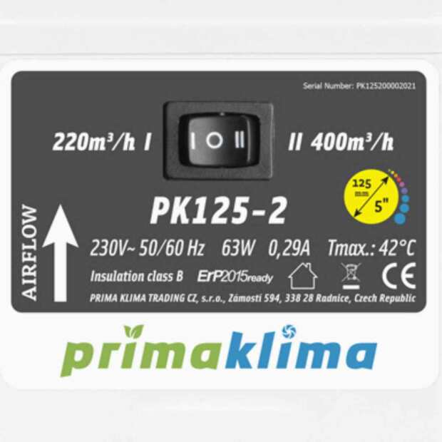 Prima Klima PK125-2 | 400 oder 220 m³/h | Ø125mm