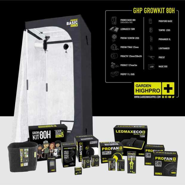 Growbox Set 80H | 80x80x180 cm | LED mit 150 Watt | Garden Highpro