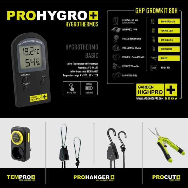 Growbox Set 80H | 80x80x180 cm | LED mit 150 Watt | Garden Highpro