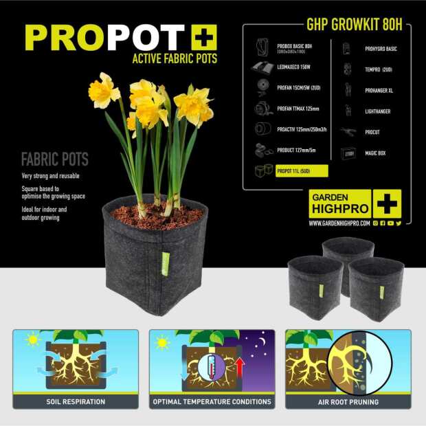 Growbox Set 80H | 80x80x180 cm | LED mit 150 Watt | Garden Highpro