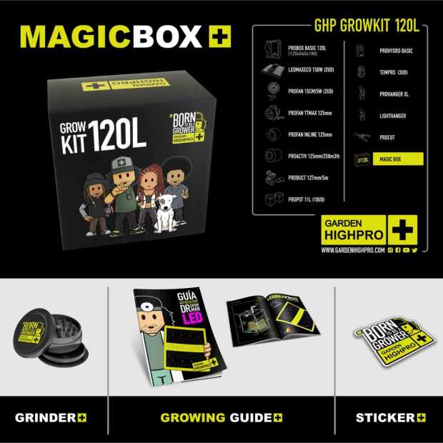 Growbox Set 120L | 120x60x180 cm | zwei LEDs | 300 Watt | Garden Highpro