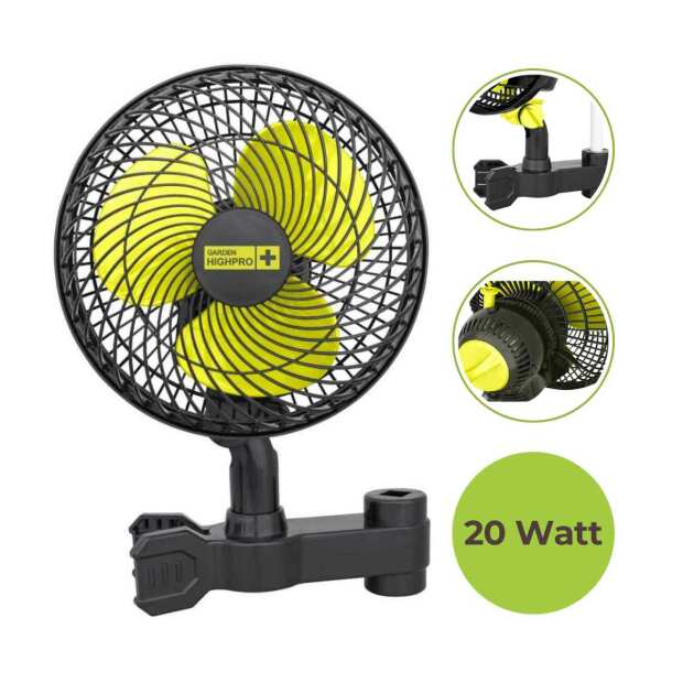 Schwenkventilator 20 Watt | Ø20cm mit Stangenclip | PROFAN | Garden Highpro