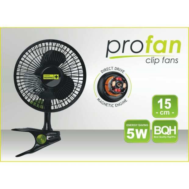 Clip Ventilator 5W | Ø15cm mit Stangenclip | PROFAN PROFESSIONAL | Garden Highpro