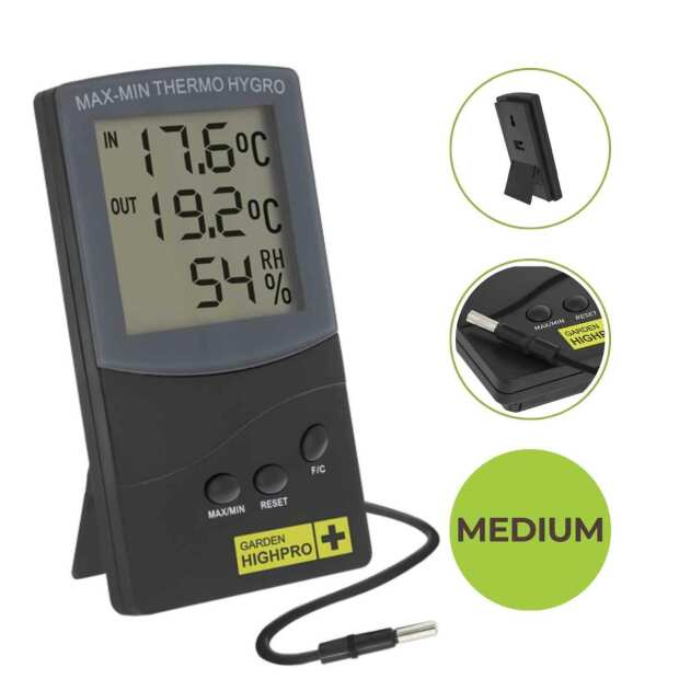 HYGROTHERMO MEDIUM | Thermometer-Hygrometer  | 2 Messpunkte | digital | Garden Highpro