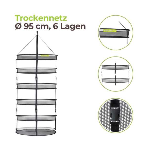 PRODRY 95 | Ø95cm | 6 Lagen | Trockennetz Stecksystem MASTER | Garden Highpro