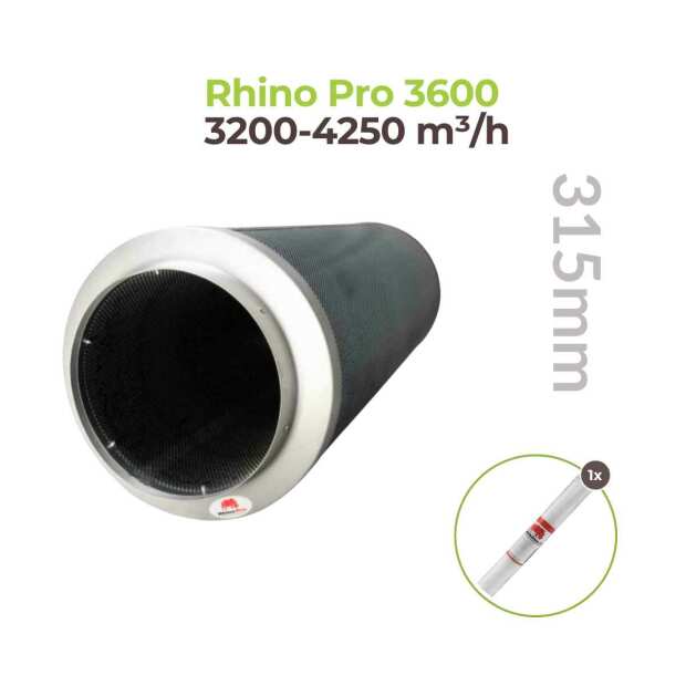 Rhino Pro 3600 | Ø315mm | 3200-4250m³/h | Aktivkohlefilter 315mm x 1200mm