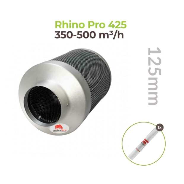Rhino Pro 425 | Ø125mm | 350-500m³/h | Aktivkohlefilter 125mm x 300mm