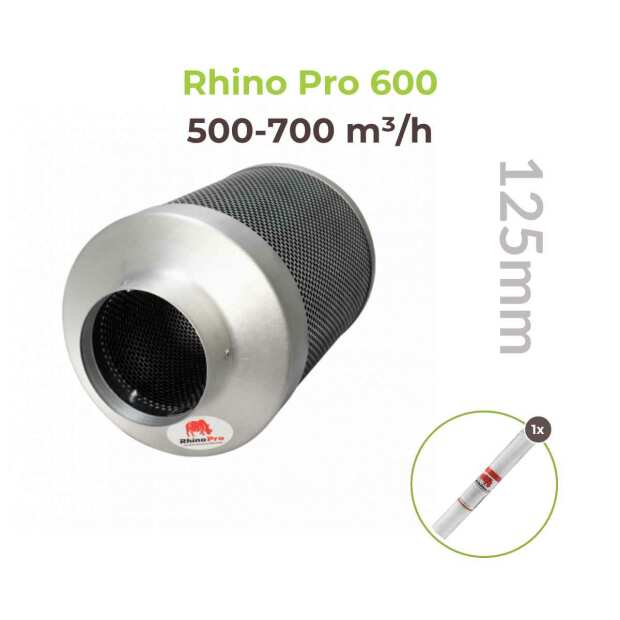 Rhino Pro 600 | Ø125mm | 500-700m³/h | Aktivkohlefilter 125mm x 400mm