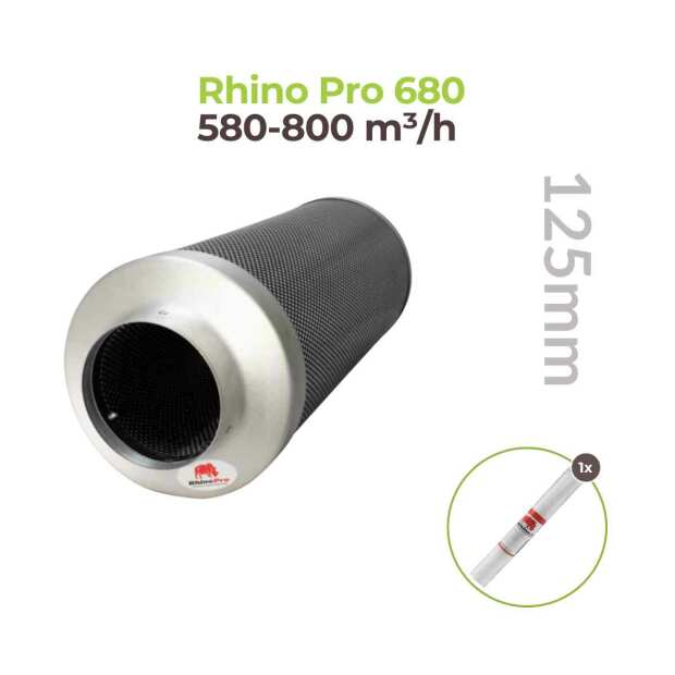 Rhino Pro 680 | Ø125mm | 580-800m³/h | Aktivkohlefilter 125mm x 500mm