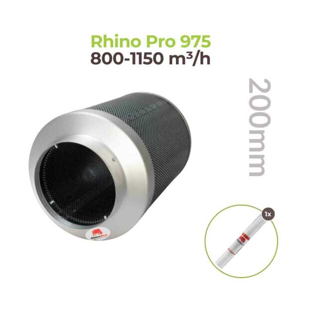 Rhino Pro 975 | Ø200mm | 800-1150m³/h | Aktivkohlefilter 200mm x 500mm