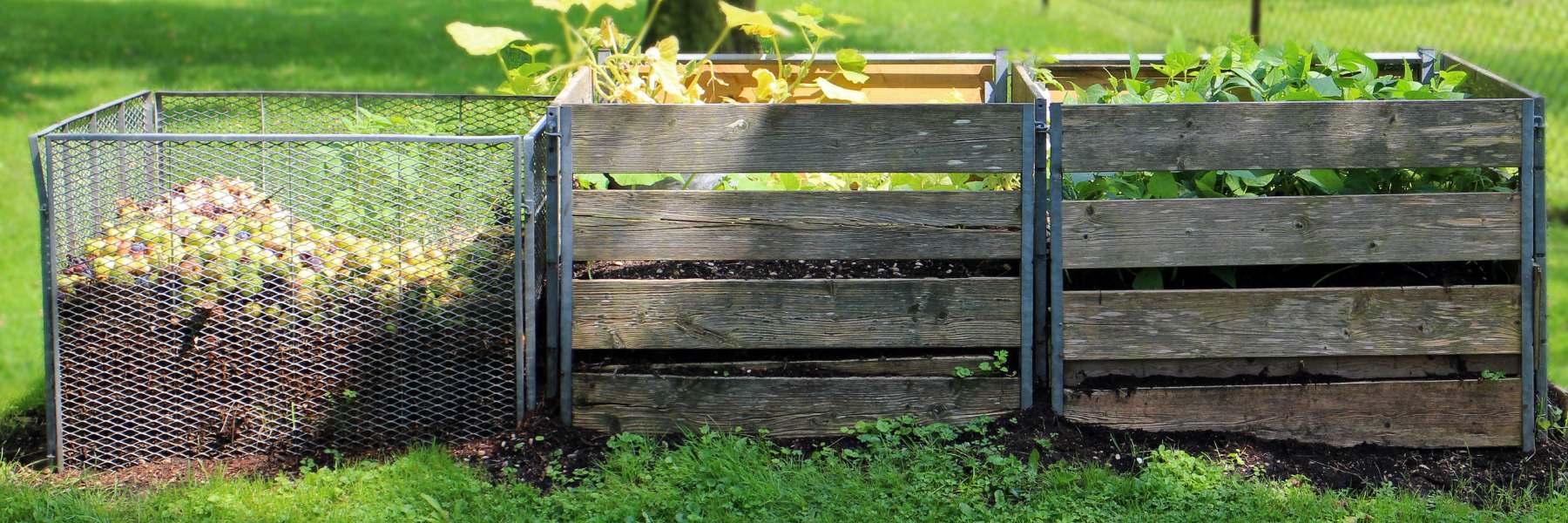 Kompost Behälter im Garten