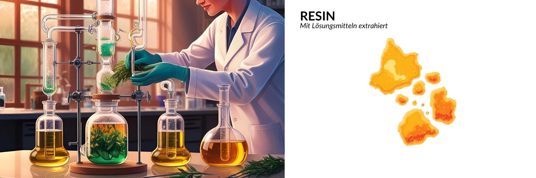 Illstration von Pflanzenextraktion Rosin und Resin